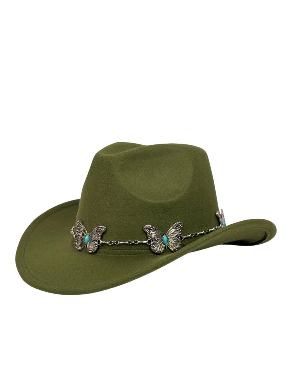 Green Western Cowboy Hat Butterfly Hat Band Cowgirl Ranch Rodeo Festival Costume